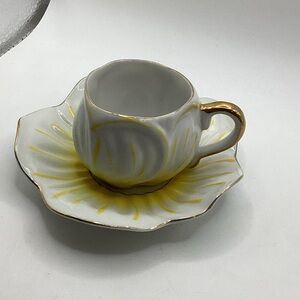 Elegant White and Gold Kipp Teacup and Saucer Set